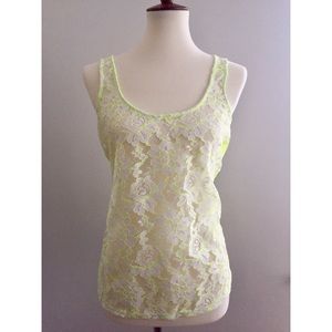 Zara Trafaluc Neon Lace Sheer Tank